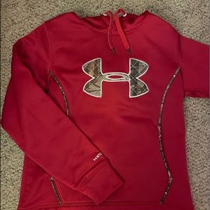 Pink and Camo Under Armour Hoodie. Used- like new